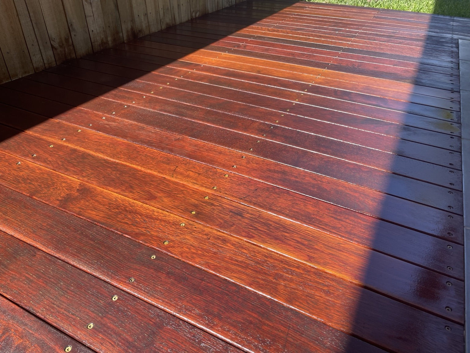 Close view of the completed timber system