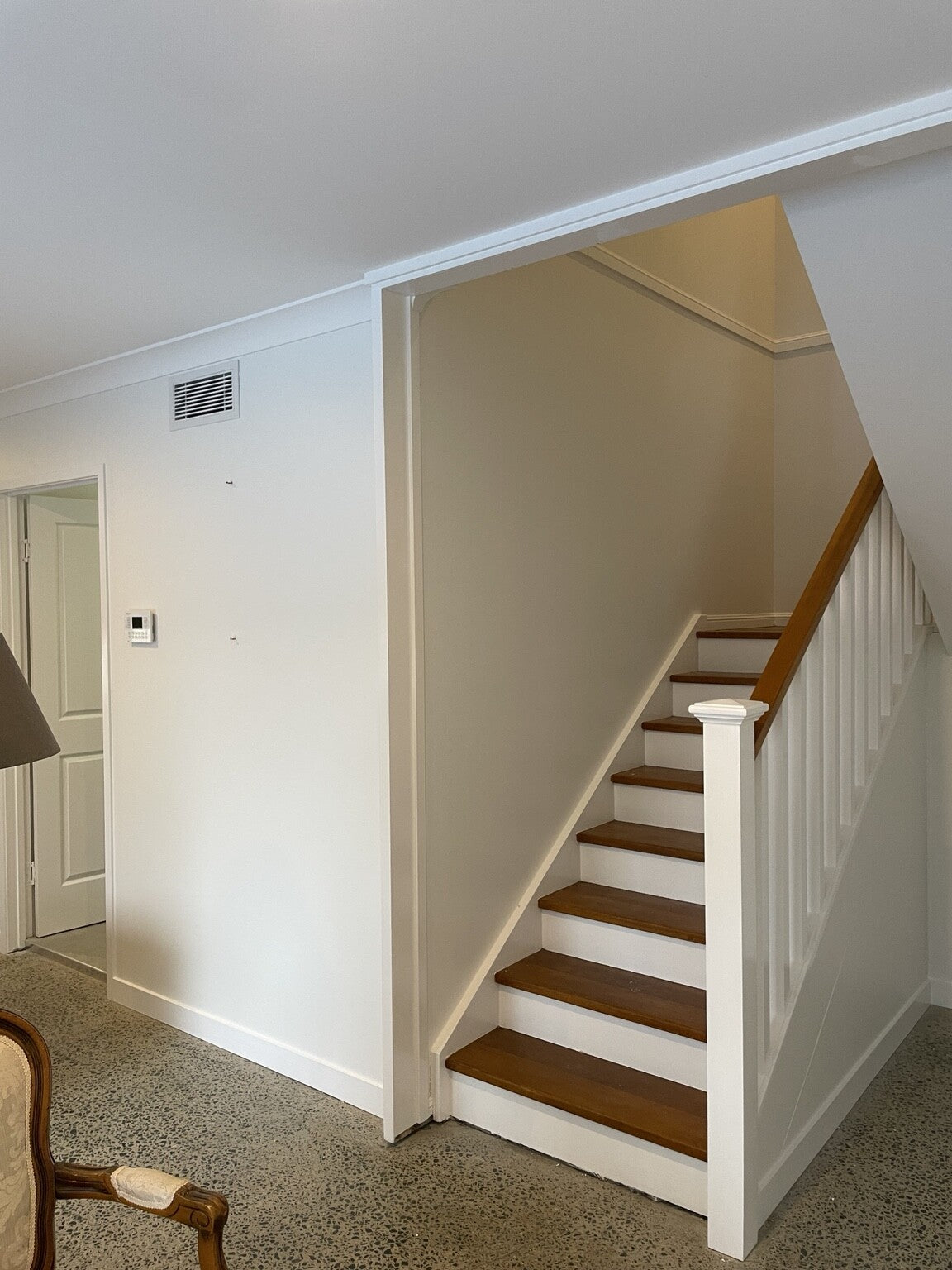 Trims, stairs and adjoining surfaces need controlled work